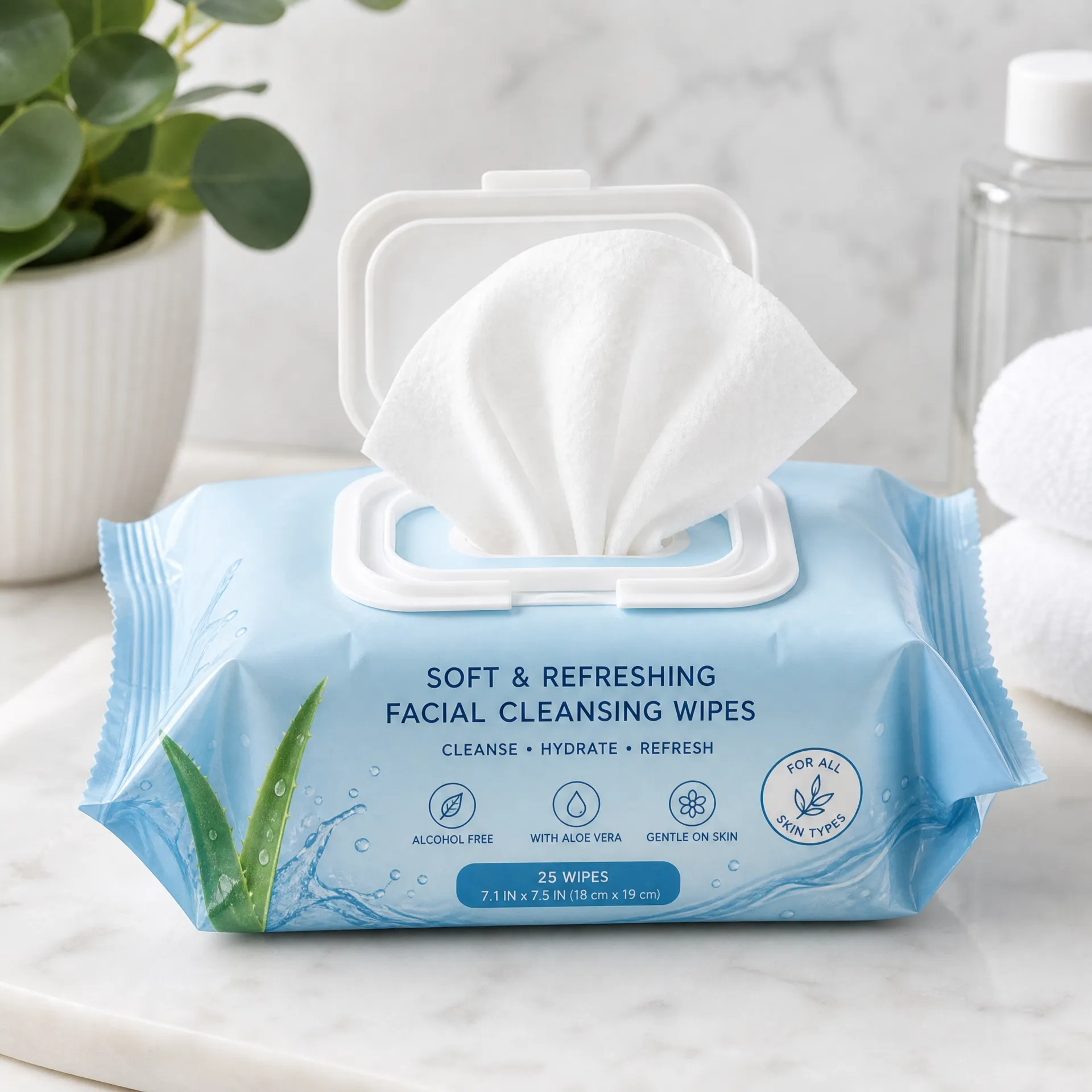 Moisturizing Aloe Vera Facial Wipes 25wipes